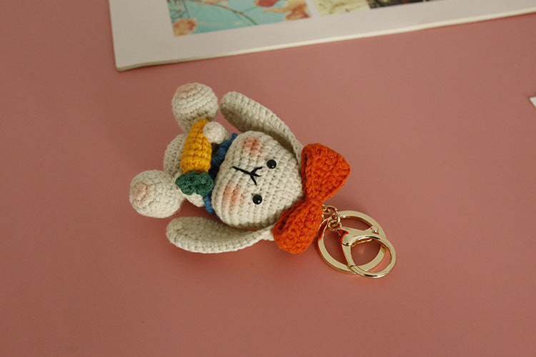 Exquisite Wool Crocheted Rabbit Keychain