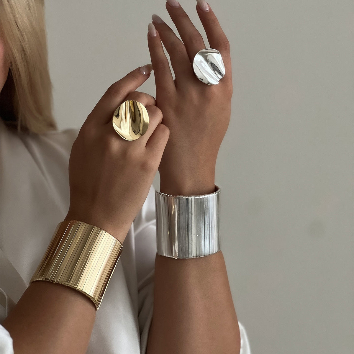 Wide Surface Alloy Bracelet