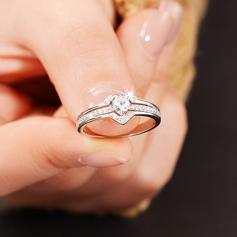 Double Peach Heart Design Ring