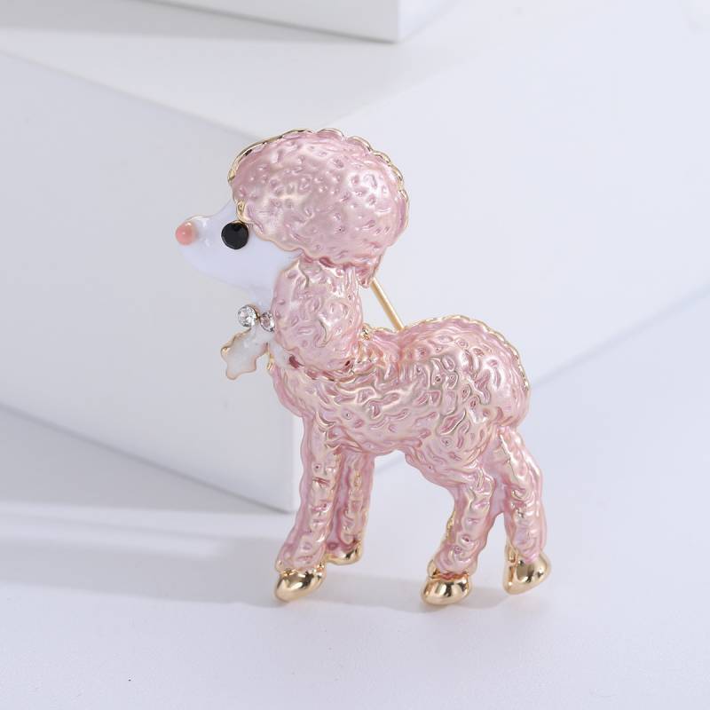 2PCS Personalized Cute Enamel Alloy Poodle Brooch