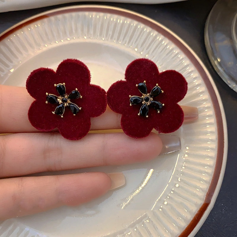 Flower Rhinestone-embedded Stud Earrings