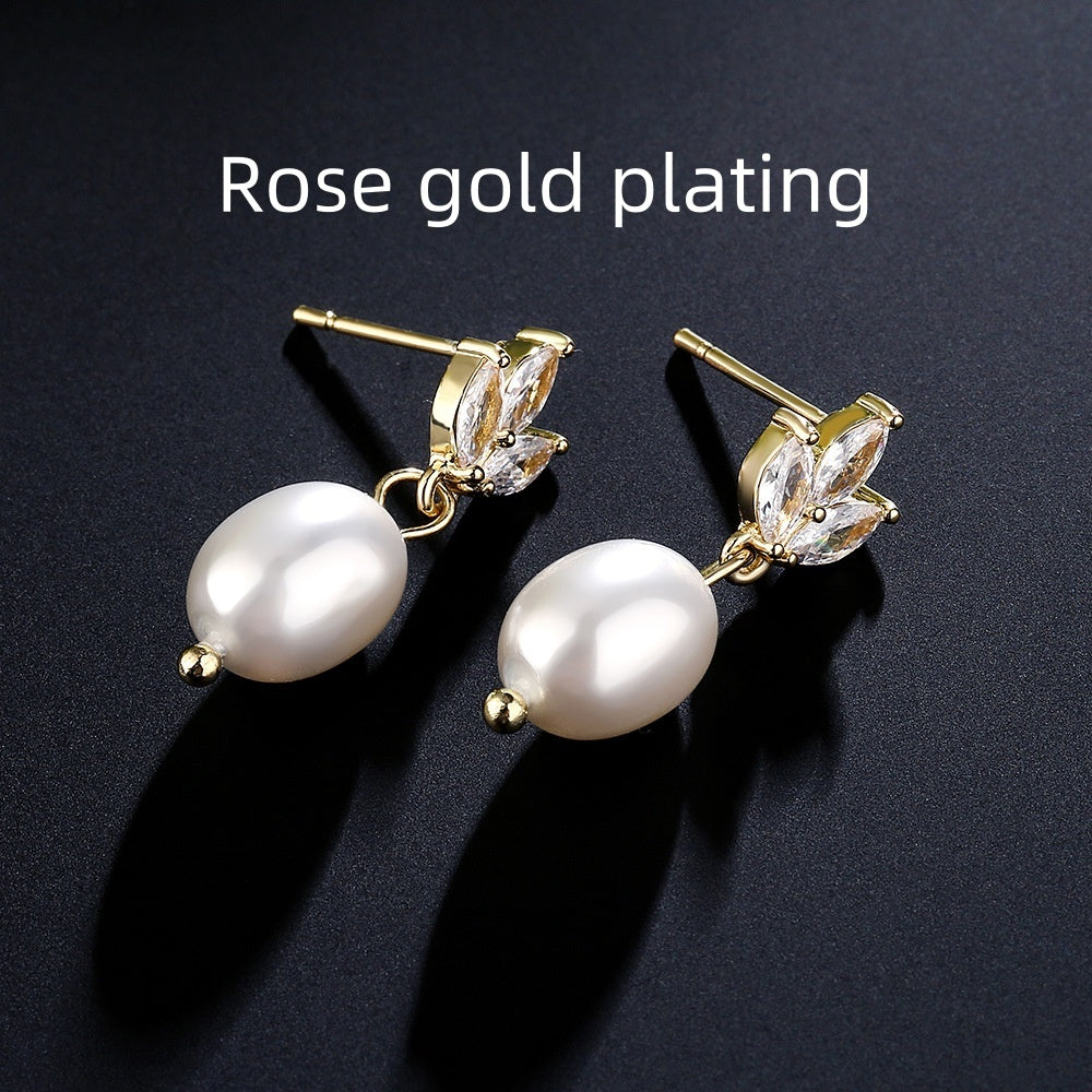 Zircon Pearl Earrings