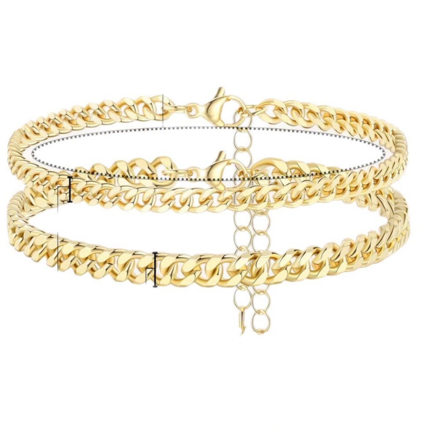 18K Gold Bold Cuban Link Chain Anklet Grinding Chain