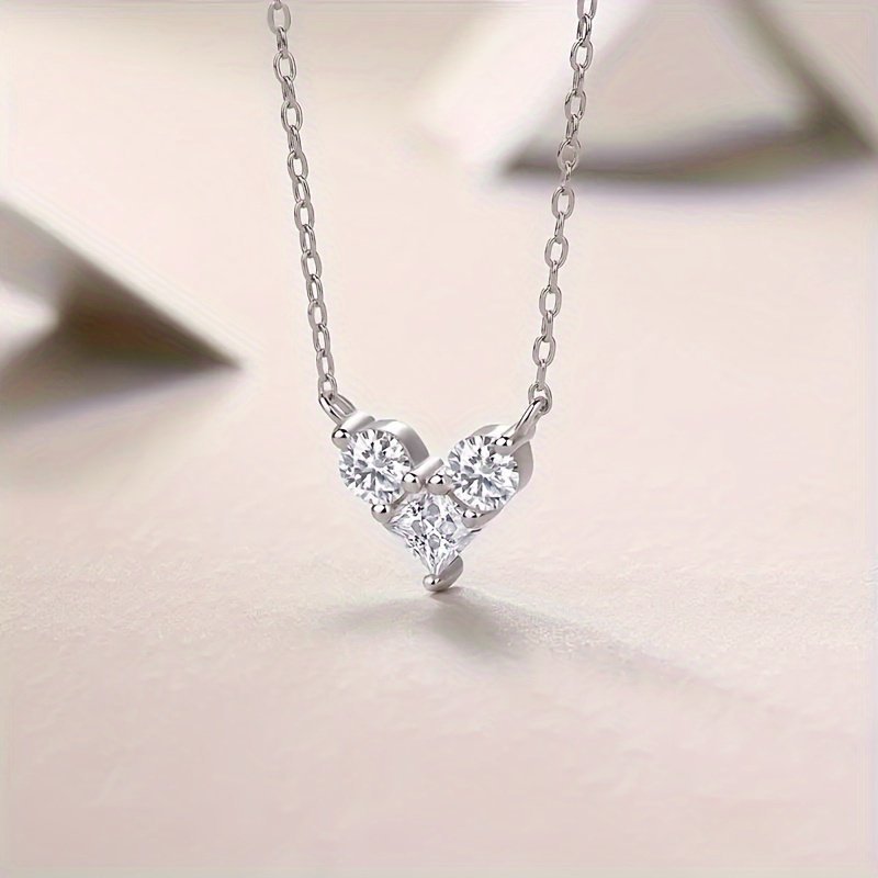 Sterling Silver Moissanite Heart Necklace