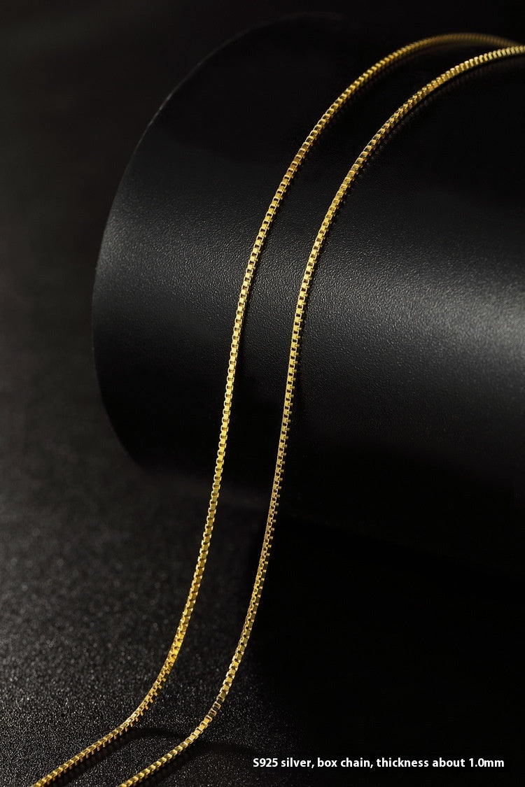 Pure Color Silver Necklace Clavicle Chain