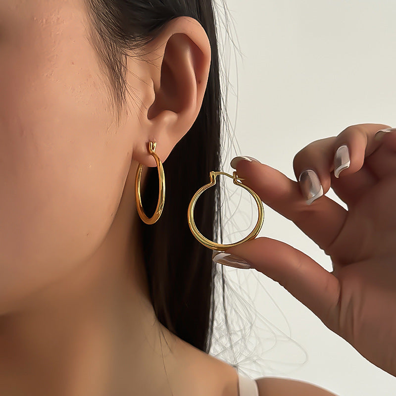 Simple Glossy Big Circle Hoop Earrings