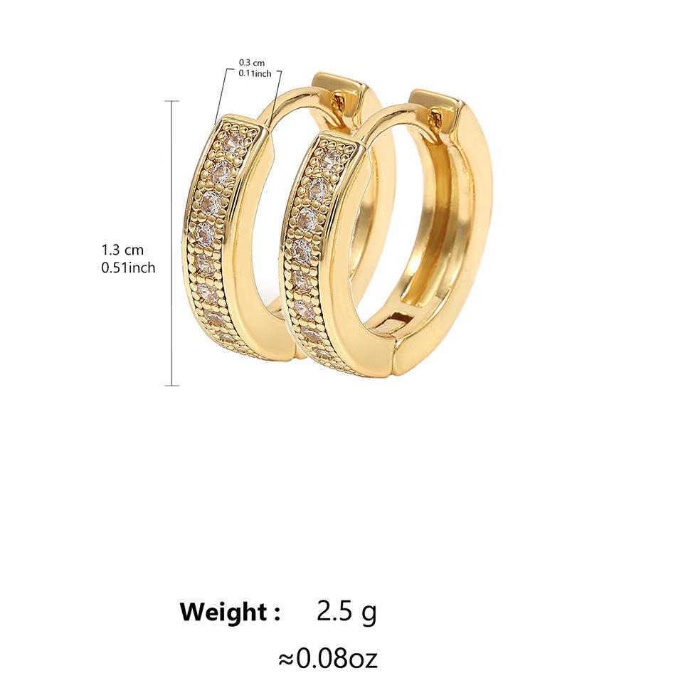 Copper Micro Inlay Gold And Silver Zircon Earrings