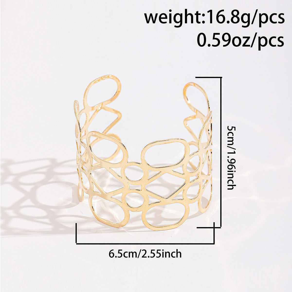 Glossy Alloy Hollowed-out Wide Surface Bracelet