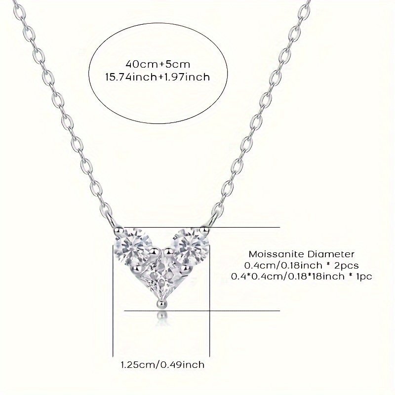 Sterling Silver Moissanite Heart Necklace