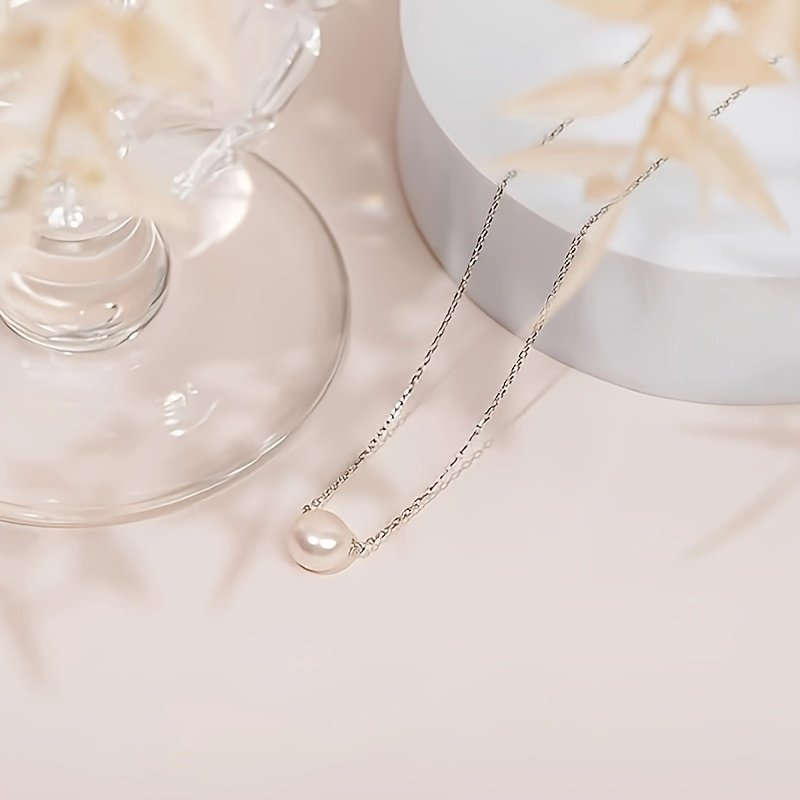 Selected AAA- Freshwater Cultured Solitaire Pearl Necklace Pendant -Women's Gold Necklace