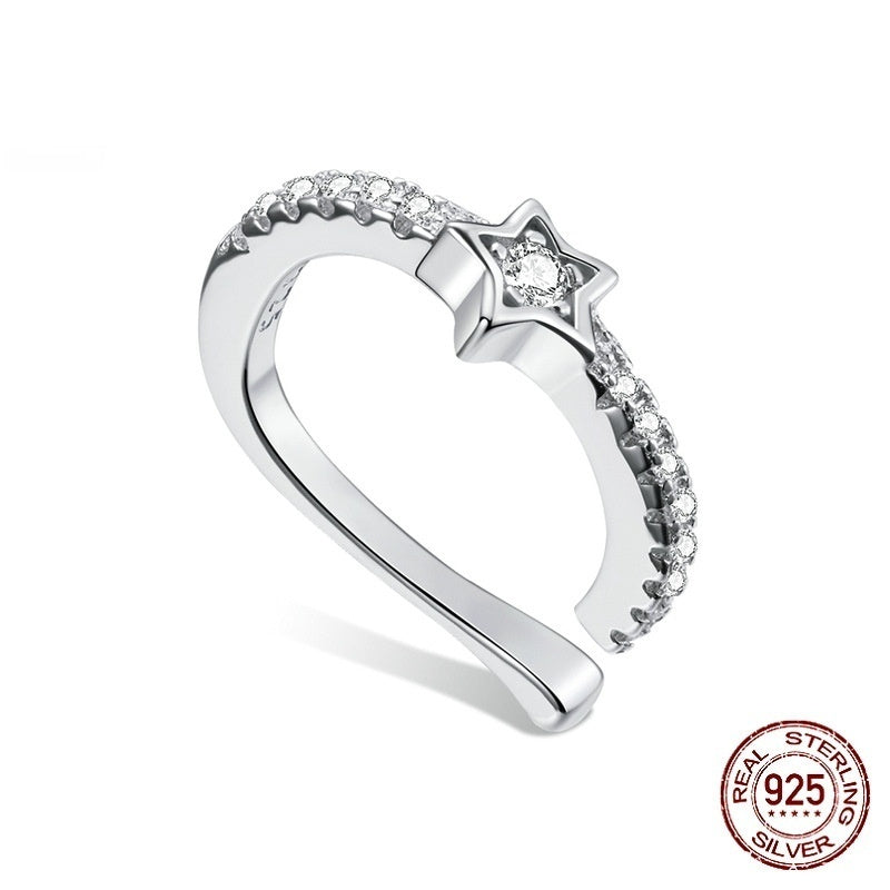 Single Loving Heart In Sterling Silver Zircon Ear Clip