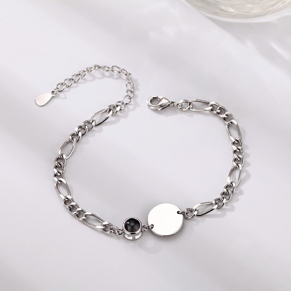 Round Brand Personalized Color Photo Projection Bracelet