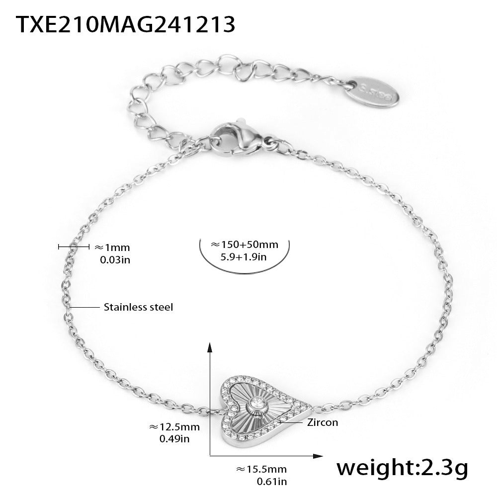 Double-layer Flower-picking Heart-shaped Diamond Top Chain Necklace
