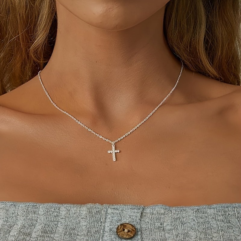 Moissanite Men's And Women's Cross Pendant Necklace 925 Sterling Silver Adjustable