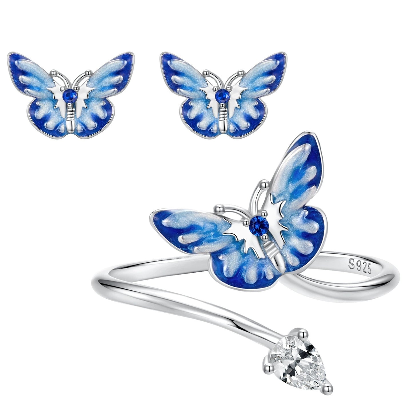 Blue Smart Butterfly Open Ring Female