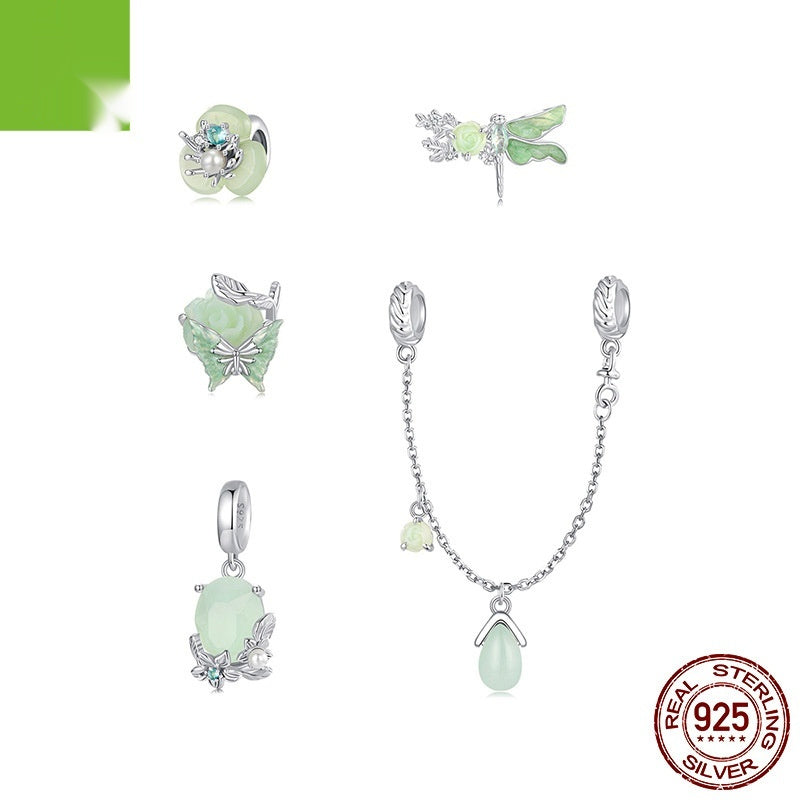 Green Flowers And Insects Series Bracelet String Beads Accessories