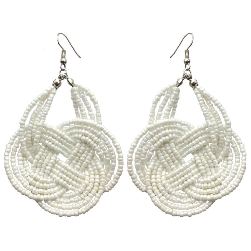 Handmade Bead Bow Multi-layer Earrings