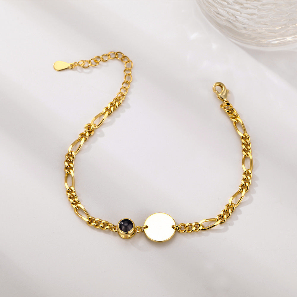 Round Brand Personalized Color Photo Projection Bracelet