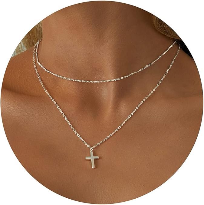 Women's Cross Necklace - 14K Silver Plated Cross Necklace
