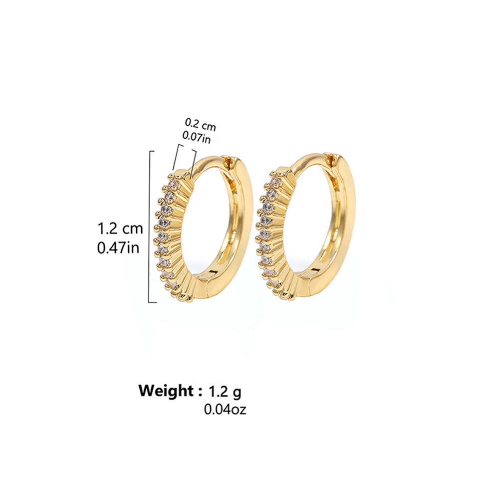 Integrated Rhinestone Zircon Niche Gang Drill Simple Earrings