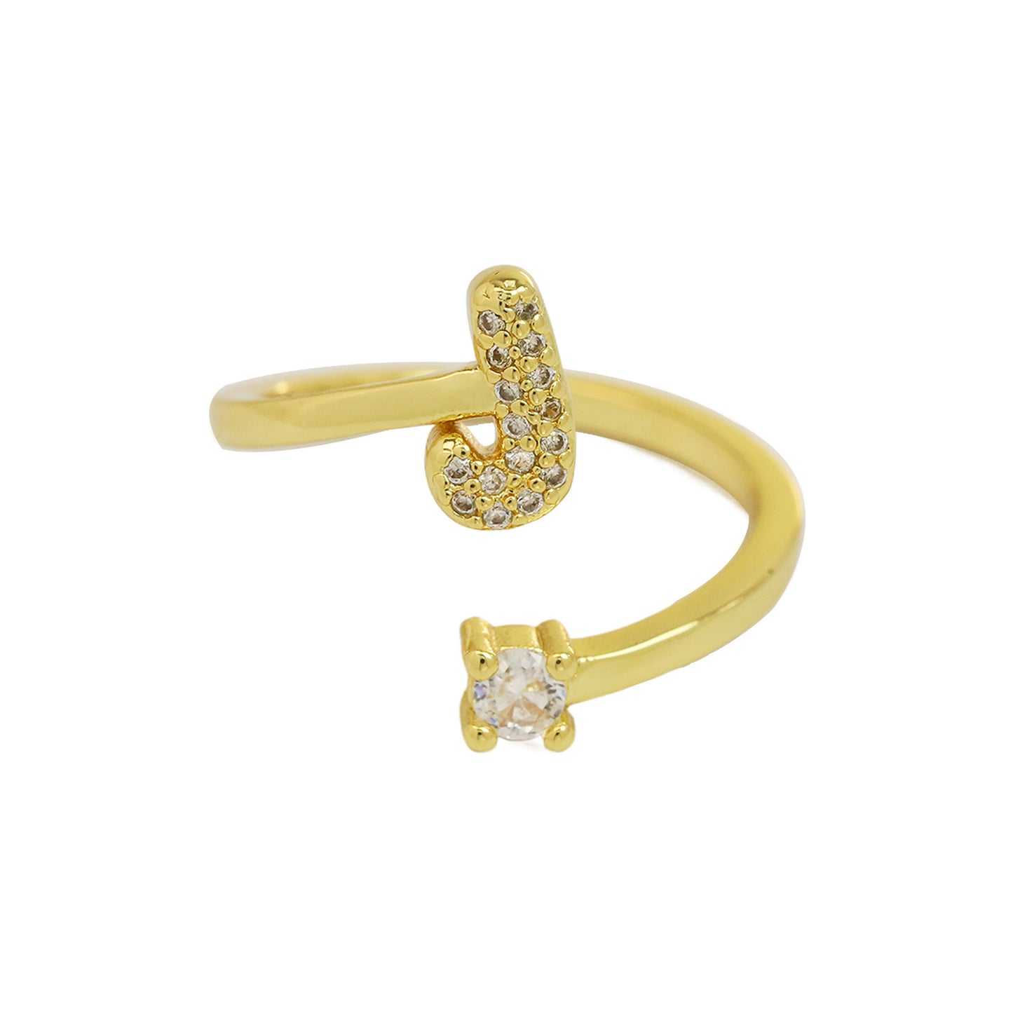 Cute 26 English Letters Open Adjustable Personality Ring