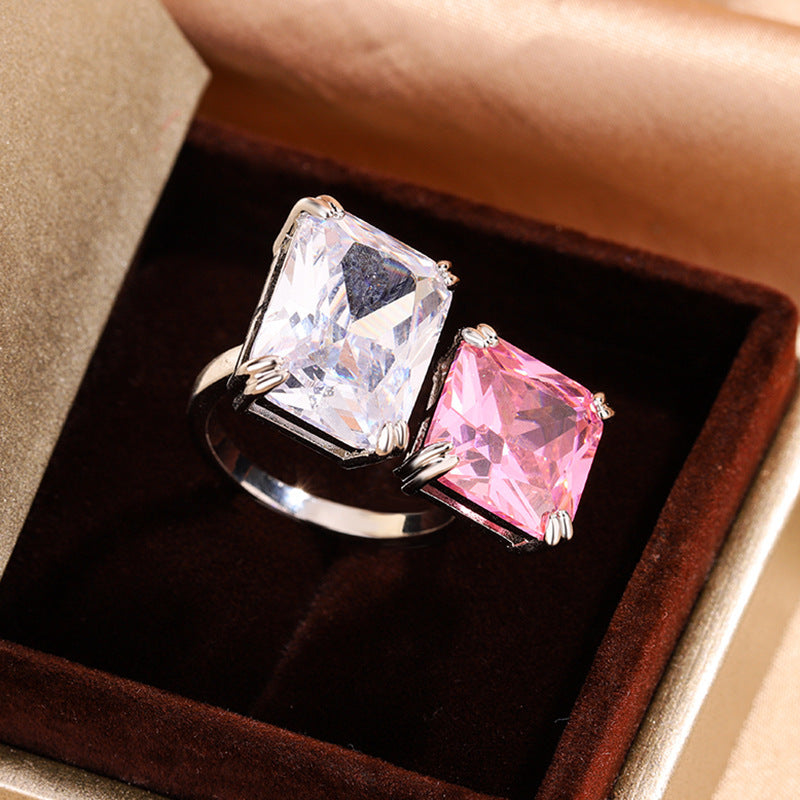 Artificial Topaz Square Ring