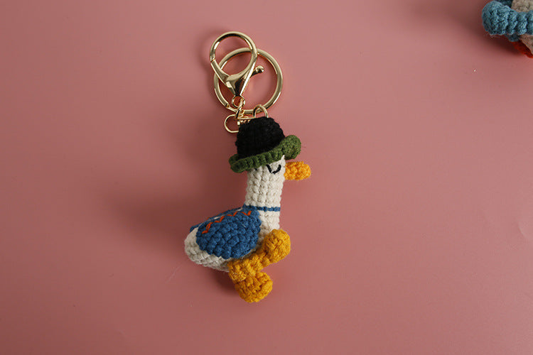 Hand-woven Forward Duck Little Doll Keychain