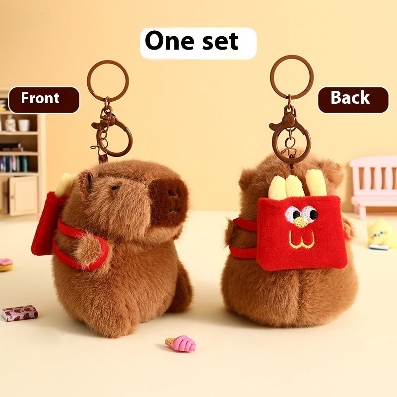 Cute Cartoon Plush Foodie Small Capybara Creative Keychain