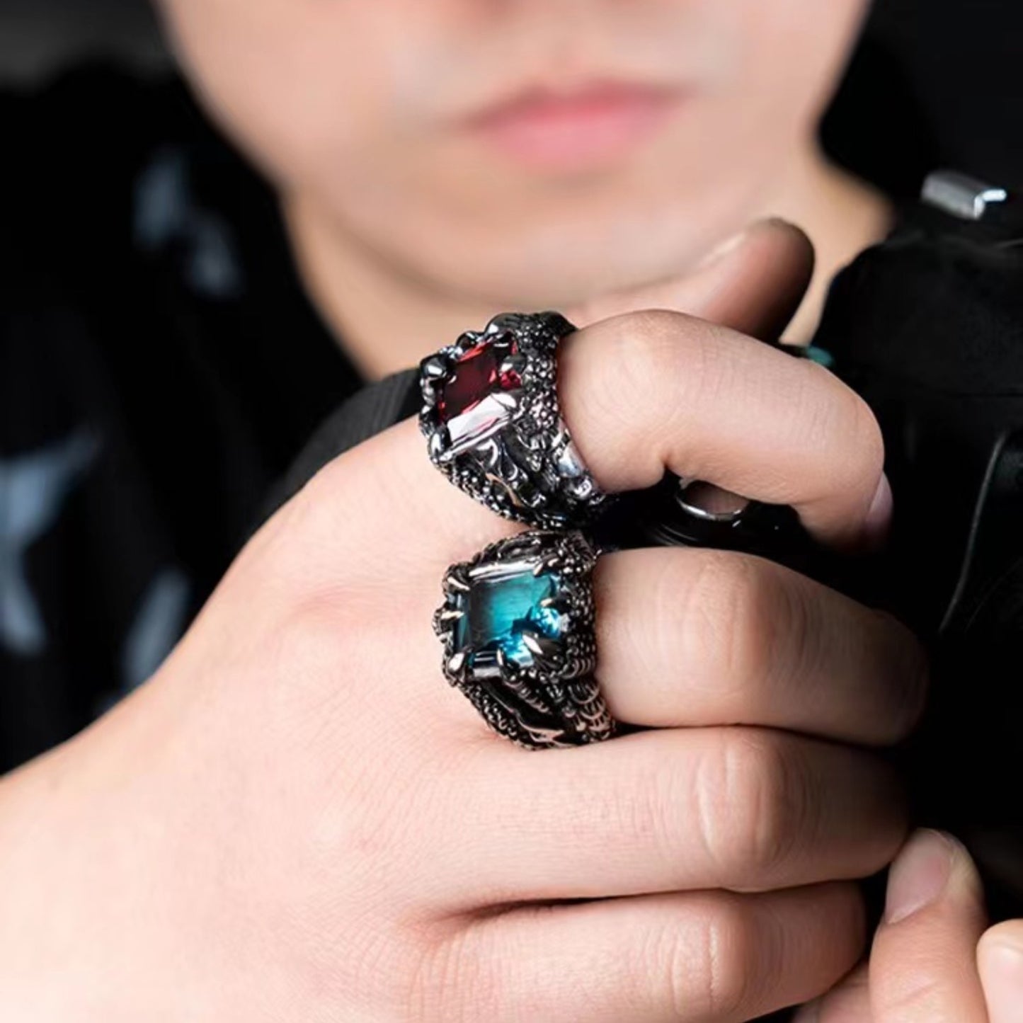 Vintage Dragon Claw Ring High Profile Fashion Tide Multicolor Zircon Ring