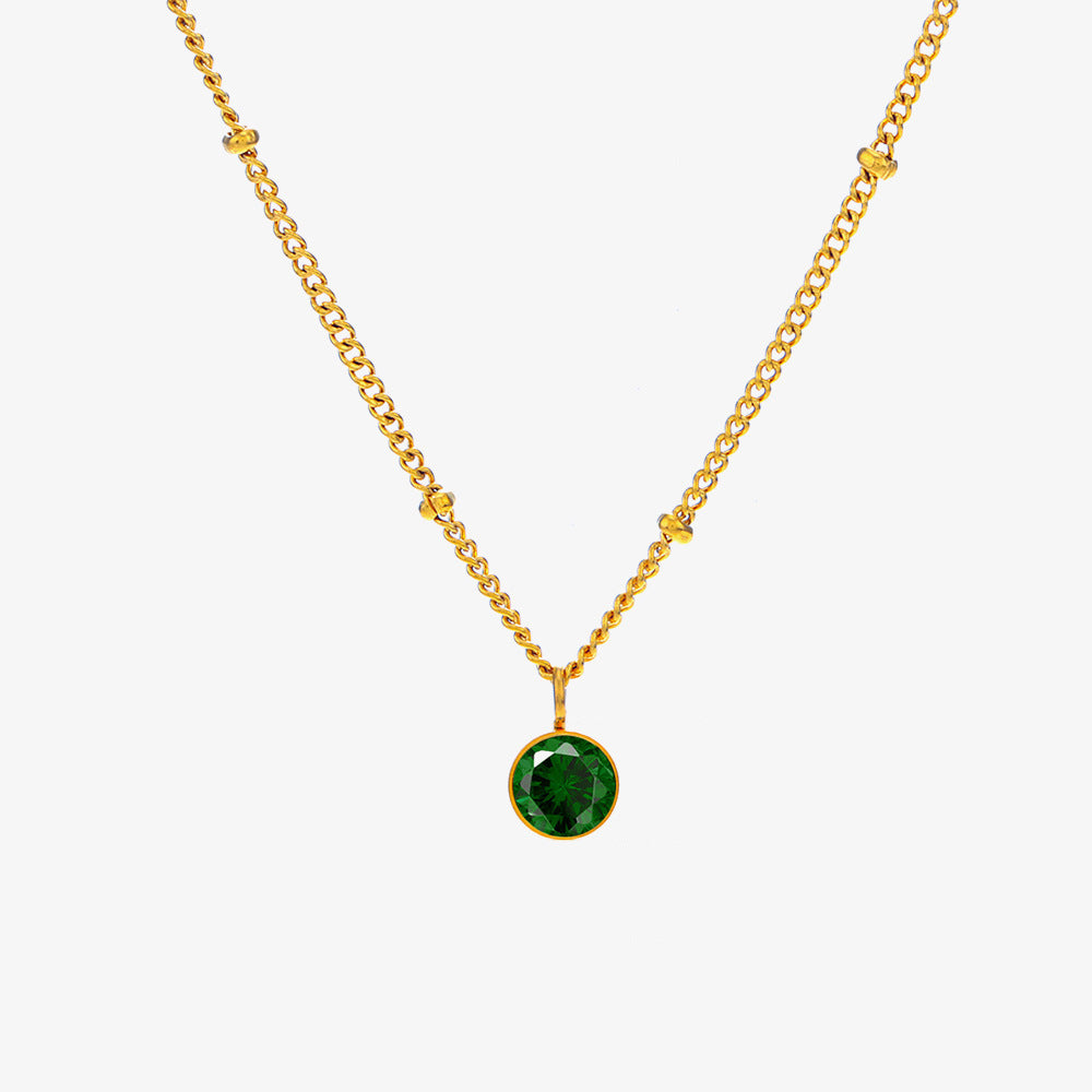 Birth Stones Titanium Steel Necklace