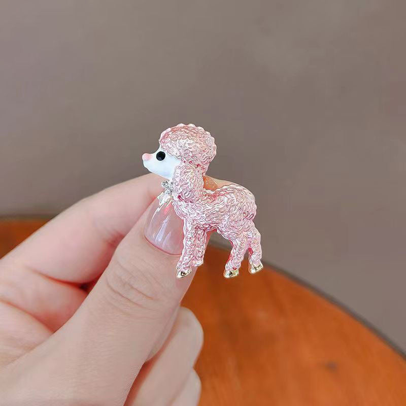 2PCS Personalized Cute Enamel Alloy Poodle Brooch