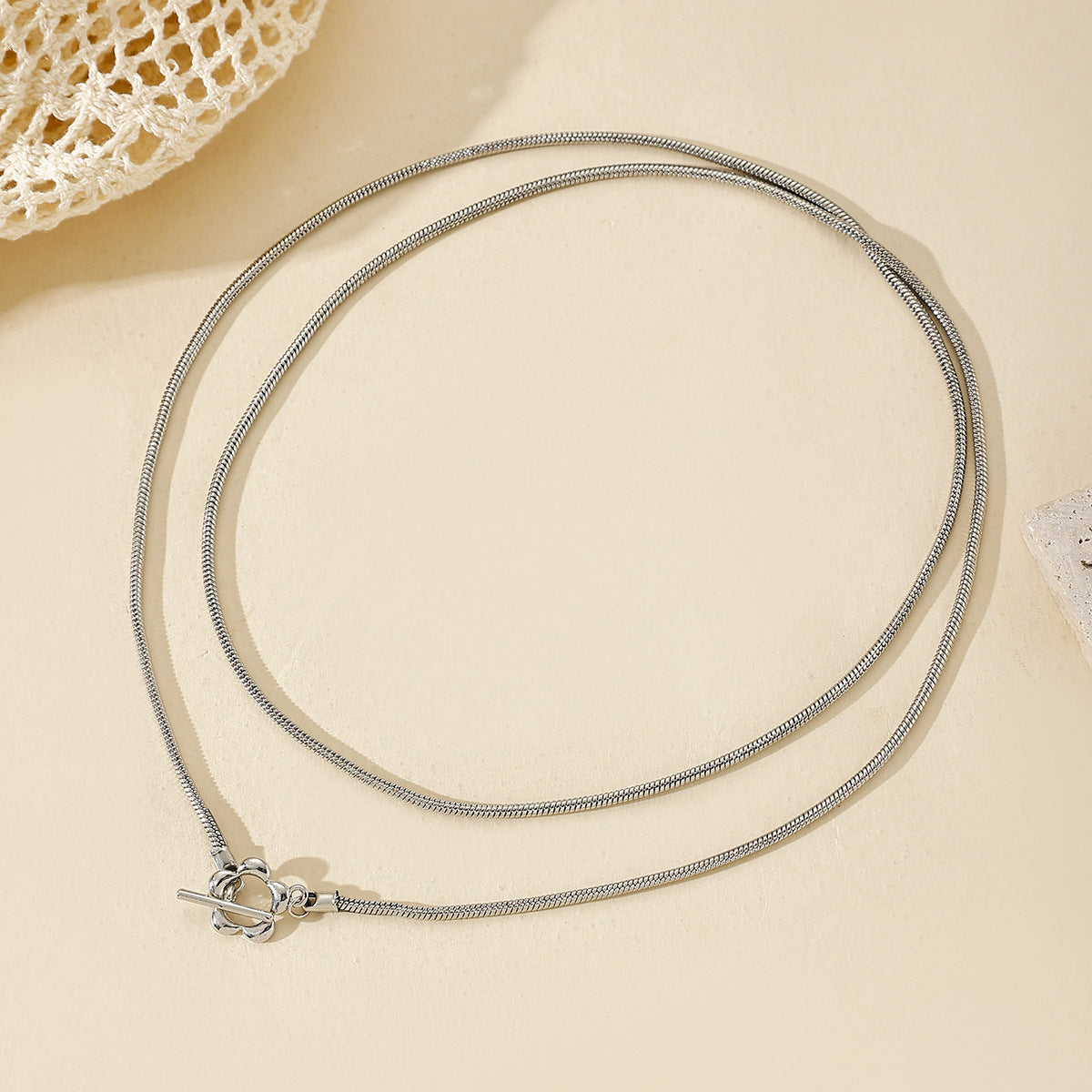 Hip Hop Double Layer Snake Bones Chain Necklace