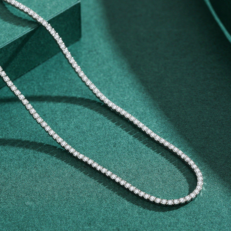 S925 Sterling Silver Diamond Inlaid Super Light Luxury Necklace
