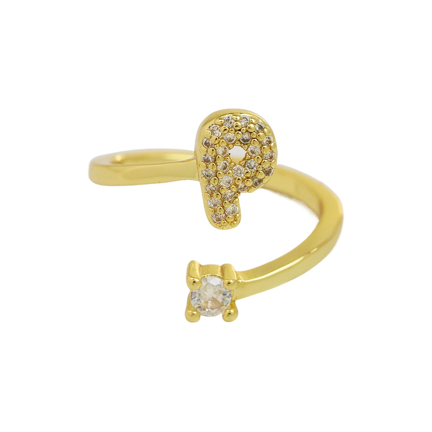 Cute 26 English Letters Open Adjustable Personality Ring