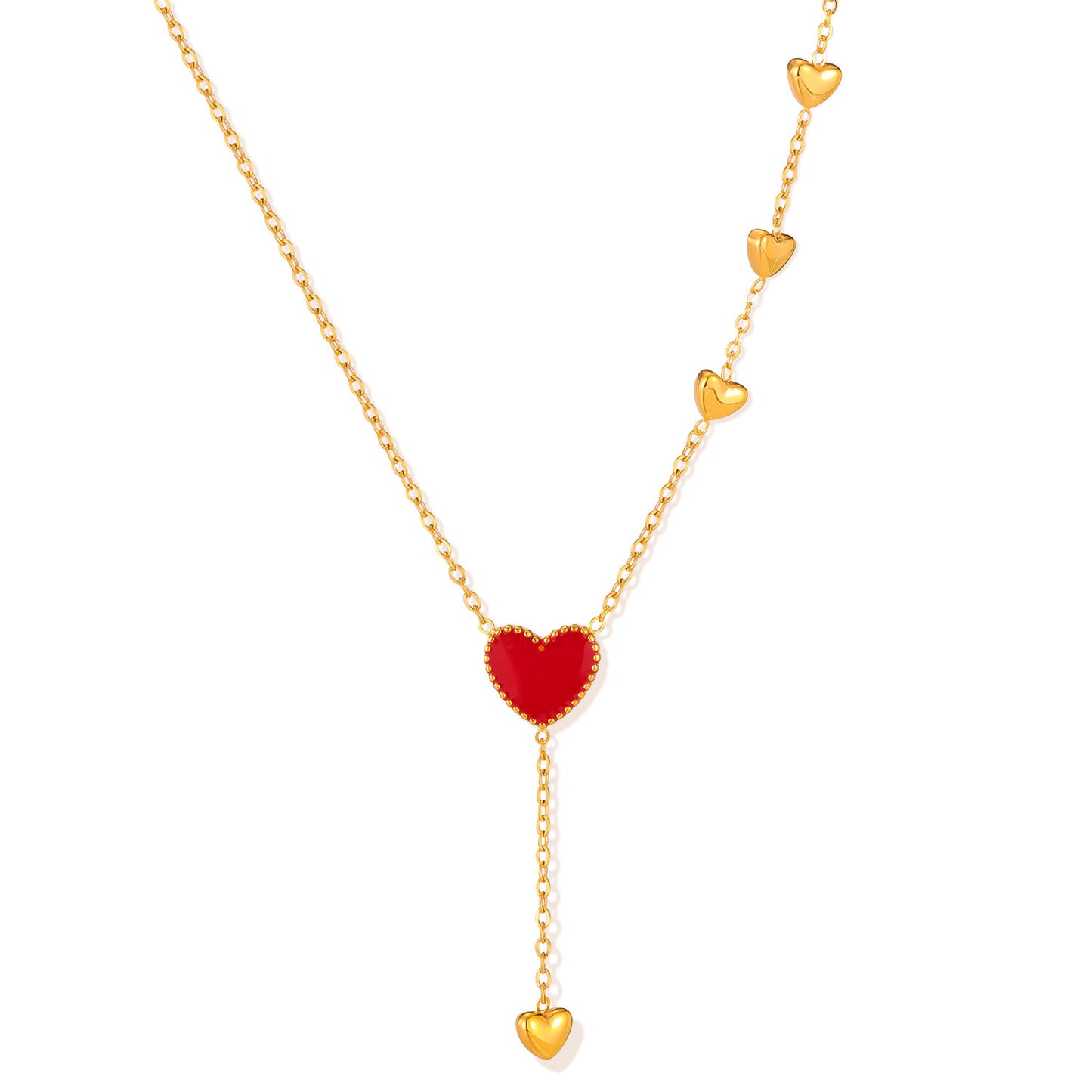 Female Niche Design Red Dripping Heart Necklace