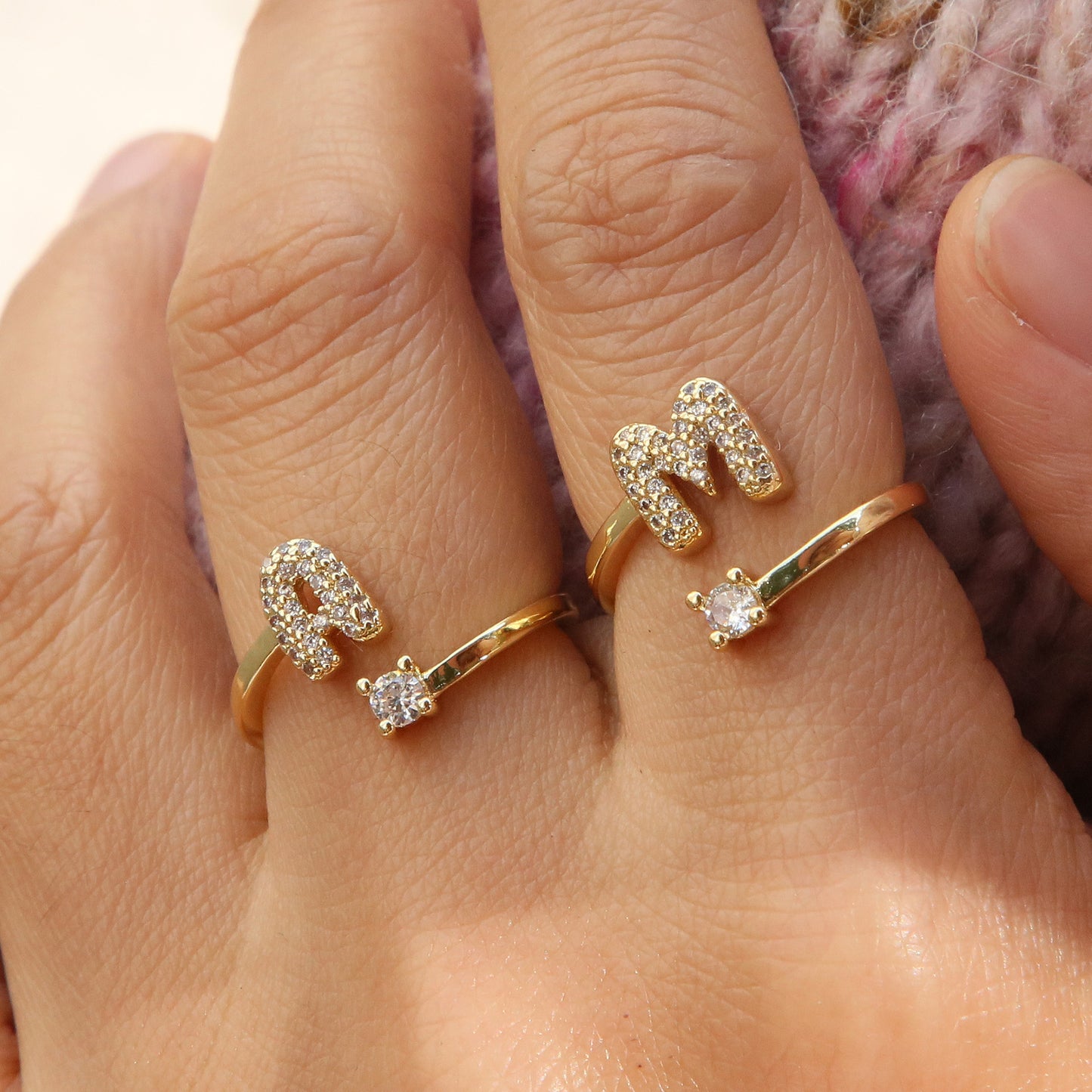 Cute 26 English Letters Open Adjustable Personality Ring