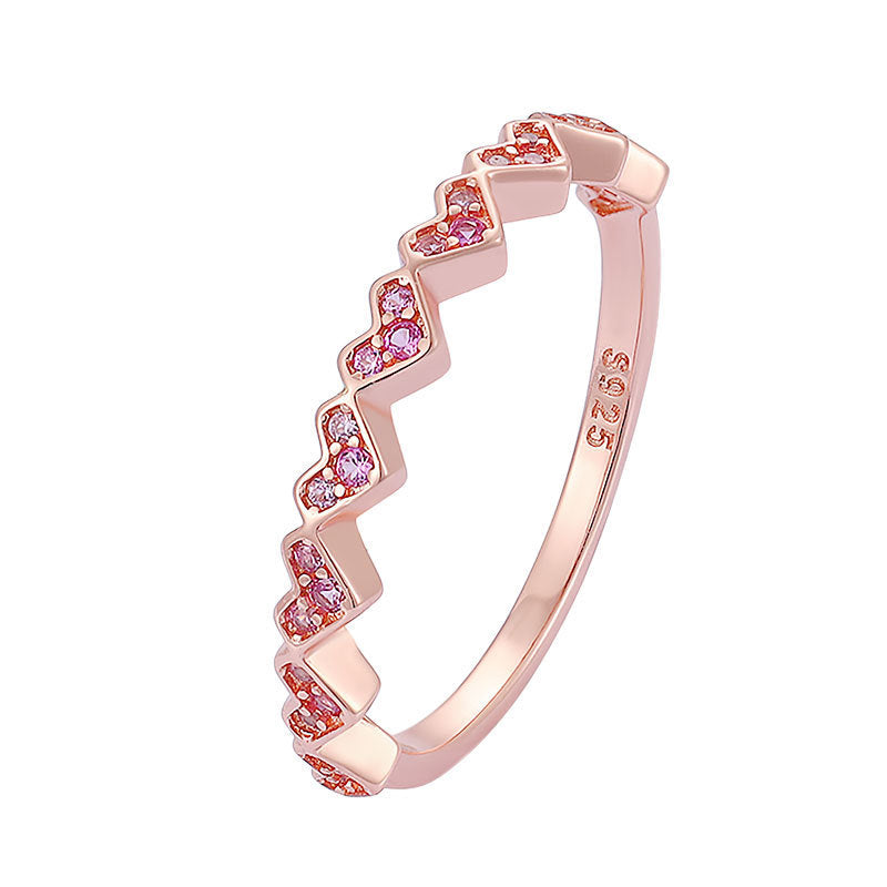 S925 Sterling Silver Ring Female Loving Heart Zircon