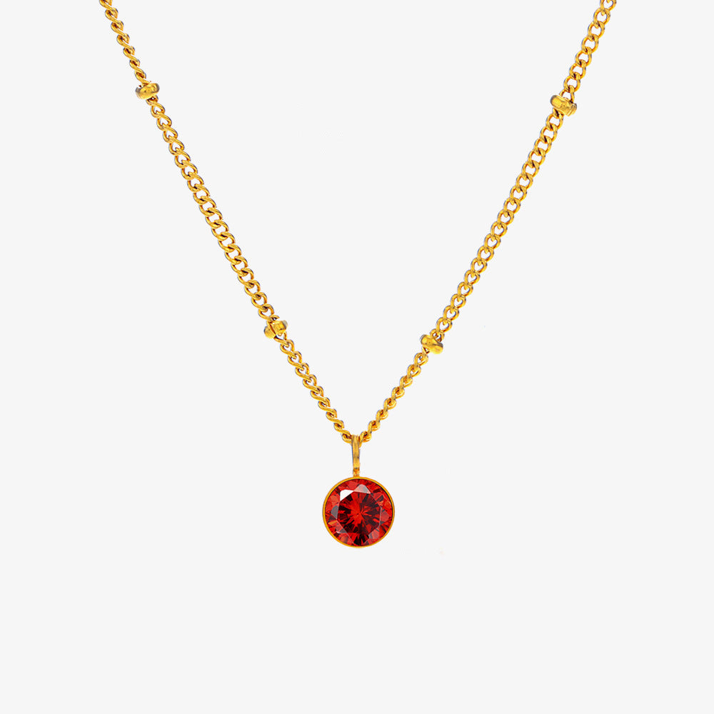 Birth Stones Titanium Steel Necklace
