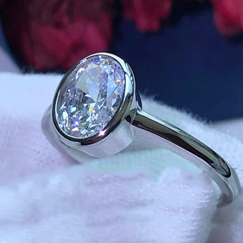 Oval White Diamond Ice Flower Cut Wedding Ring