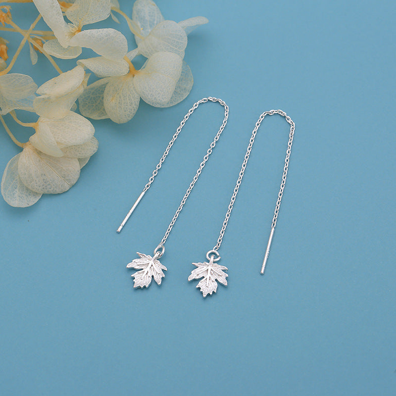 Maple Leaf Tassel Hanging Earrings