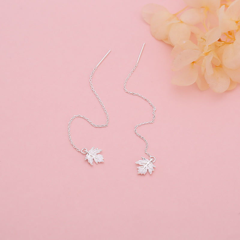 Maple Leaf Tassel Hanging Earrings