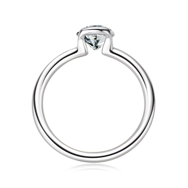 S925 Sterling Silver Plated 18K Gold Single Diamond Moissanite Ring