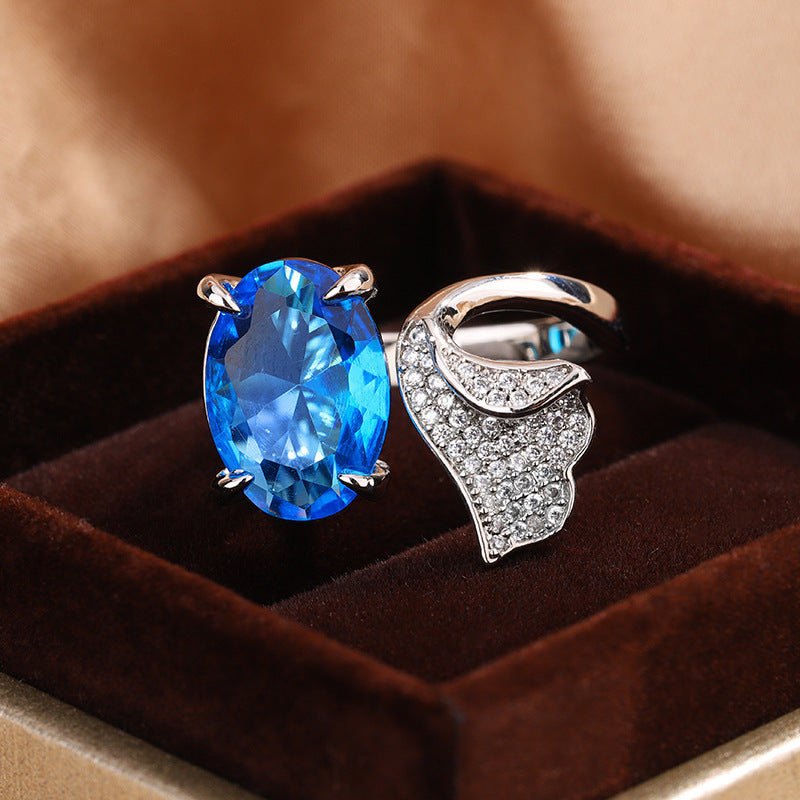 Tan Sang Blue Water Drop Pear Ring