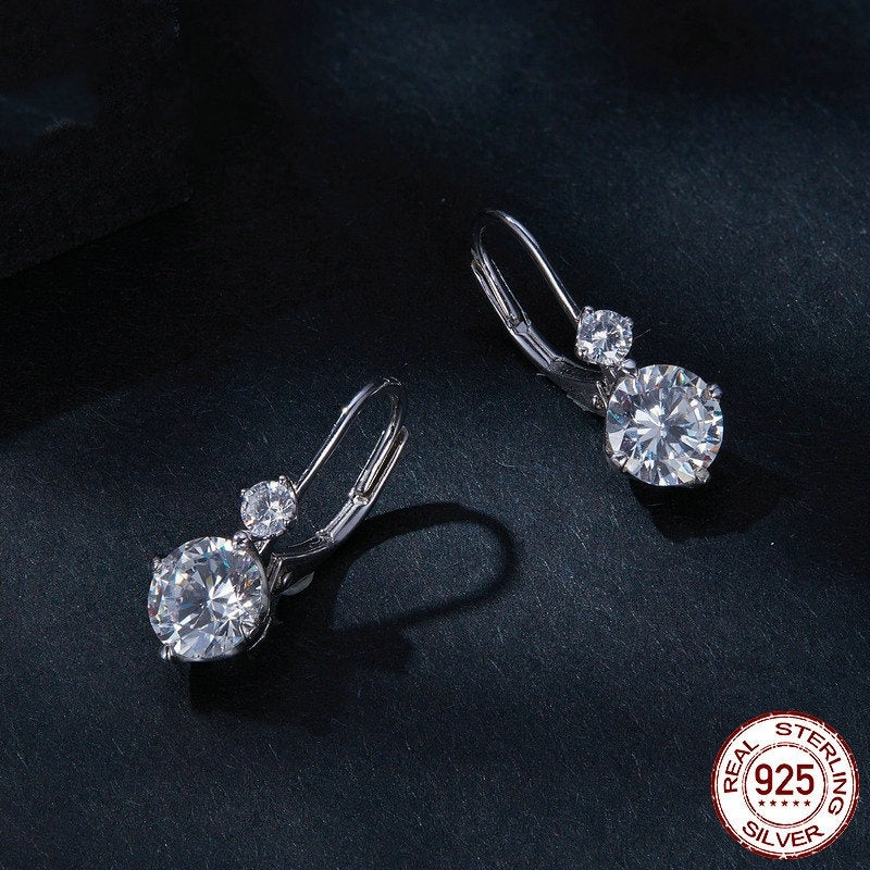 S925 Sterling Silver 1 Karat Moissanite Earrings