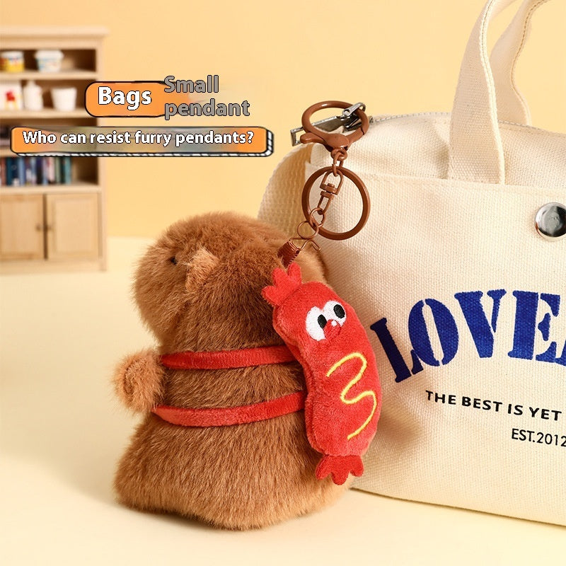 Cute Cartoon Plush Foodie Small Capybara Creative Keychain