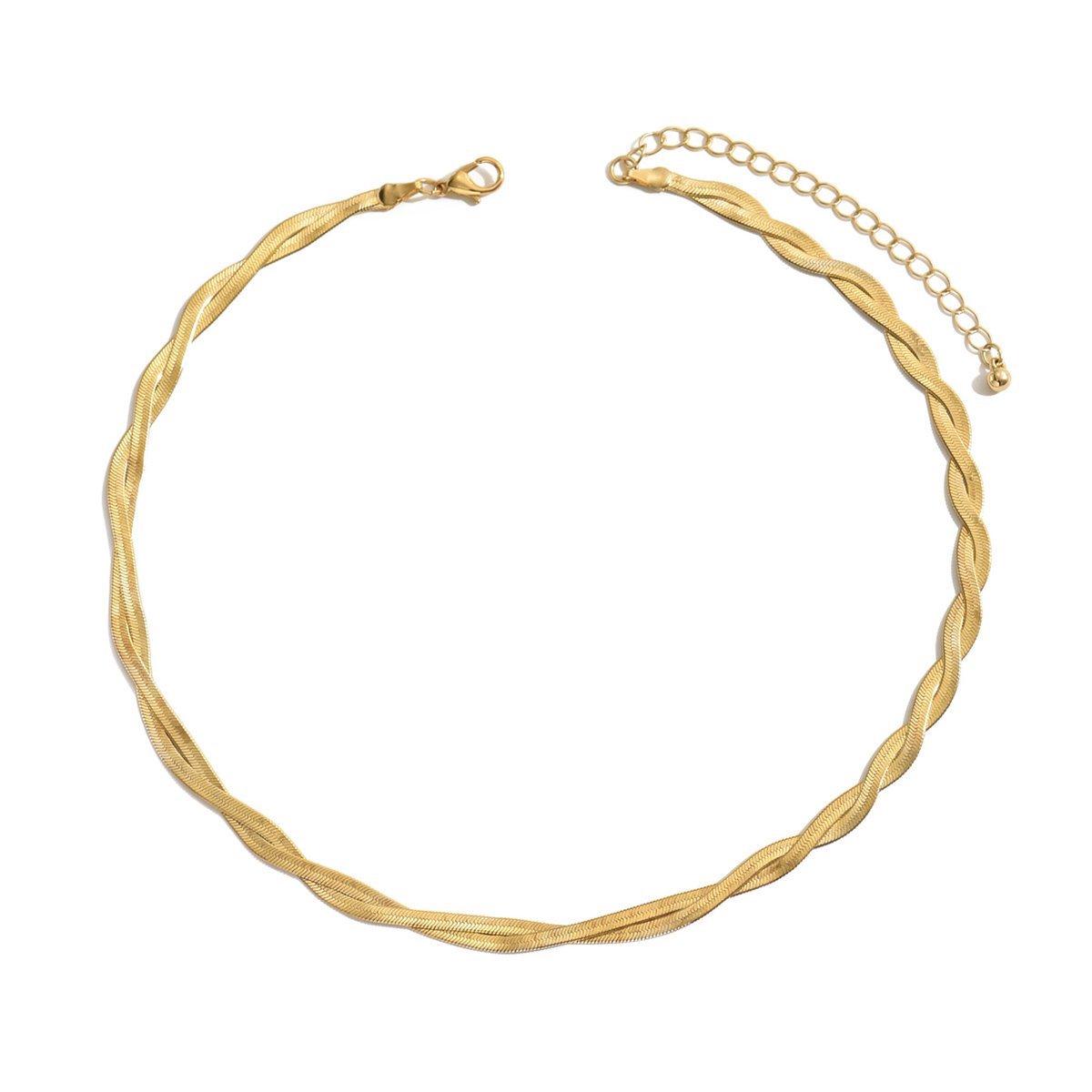 Elegant Gold-Tone Twisted Chain Choker Necklace