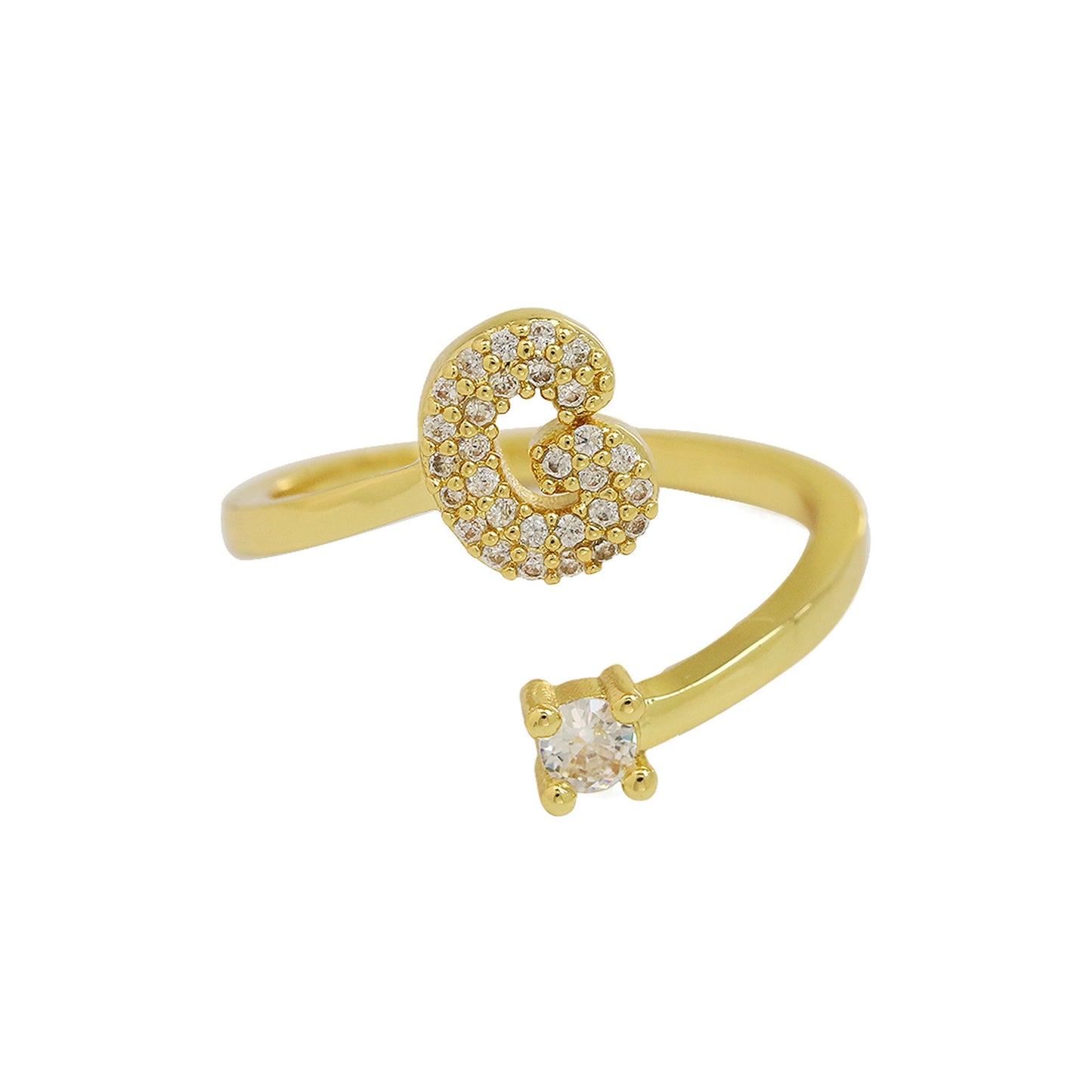 Cute 26 English Letters Open Adjustable Personality Ring