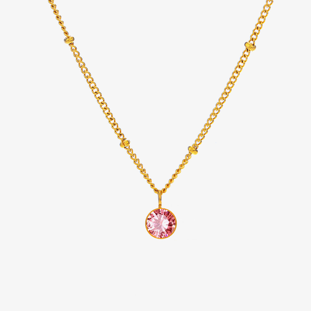 Birth Stones Titanium Steel Necklace