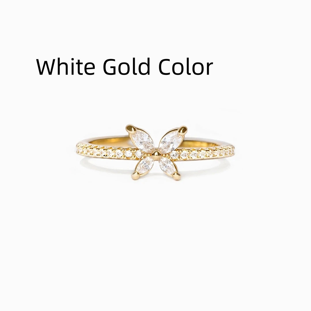 S925 Sterling Silver Butterfly Diamond-studded Ring