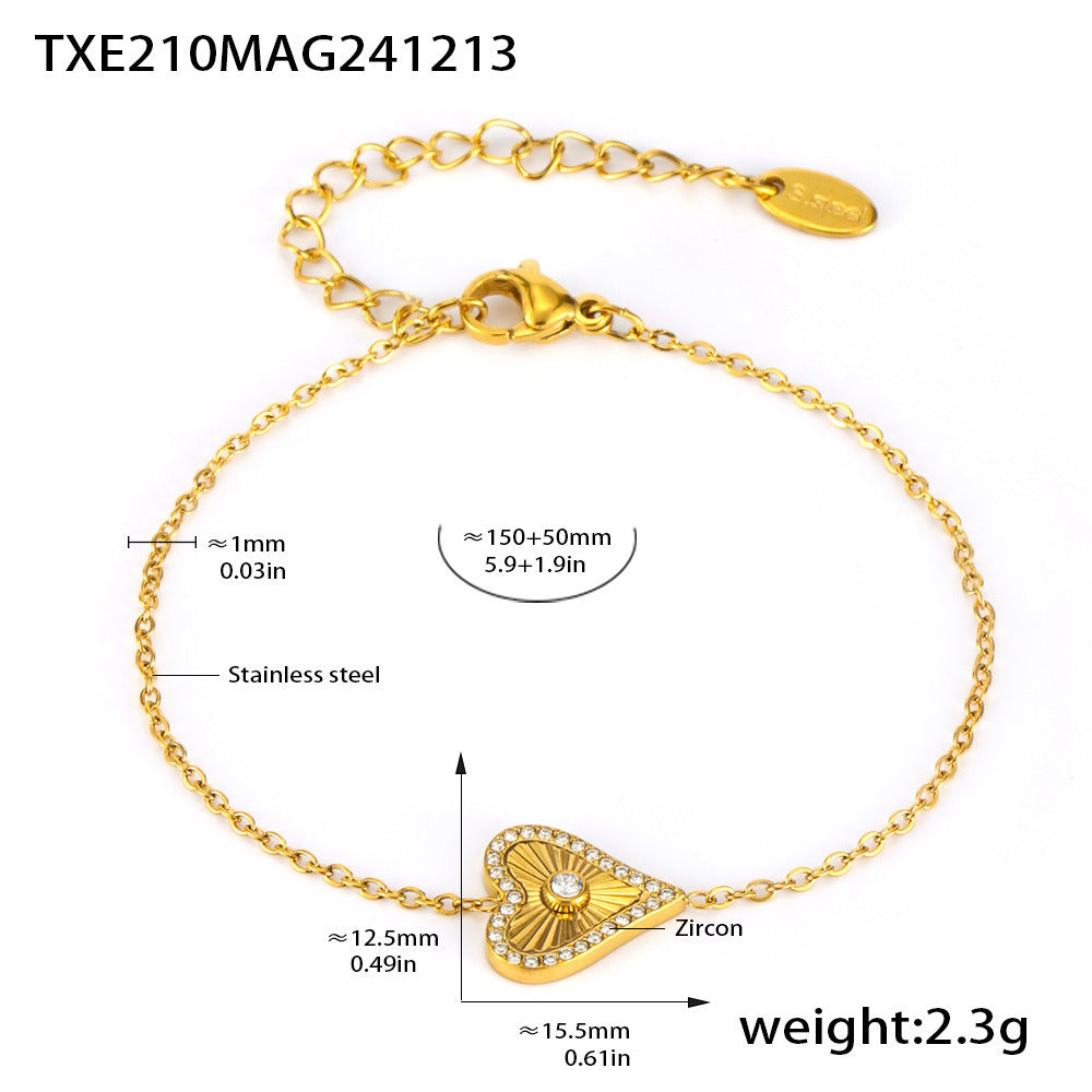 Double-layer Flower-picking Heart-shaped Diamond Top Chain Necklace